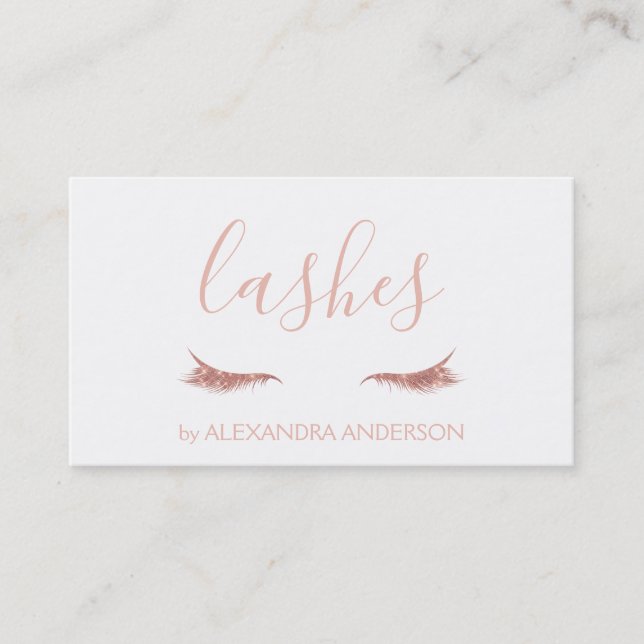 Rose Gold Glitzer und Sparkle Eyelash Extension Visitenkarte (Vorderseite)
