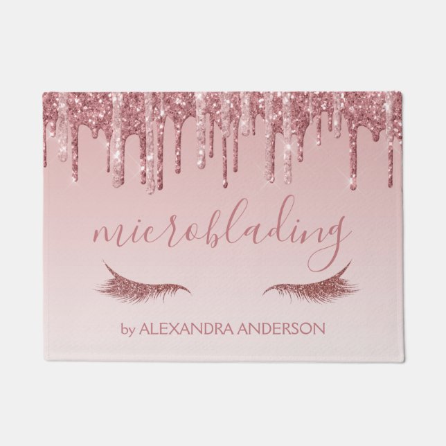 Rose Gold Glitzer und Sparkle Microblading Fußmatte (Vorderseite)