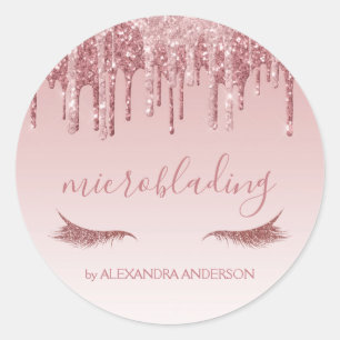 Rose Gold Glitzer und Sparkle Microblading Runder Aufkleber