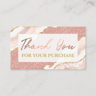 Rose Gold Glitzer Vielen Dank für Ihren Einkauf Visitenkarte