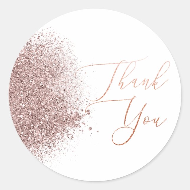 Rose Gold Glitzer Vielen Dank Runder Aufkleber (Vorderseite)