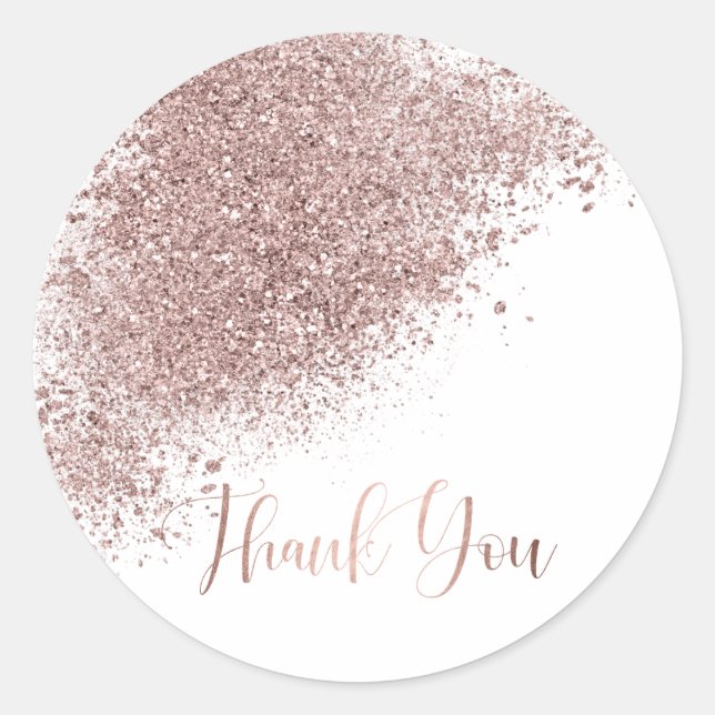 Rose Gold Glitzer Vielen Dank Umschlag Aufkleber (Vorderseite)