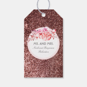 Rose Gold Glitzer Vintag Blumenstrauß Geschenkanhänger
