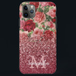 Rose Gold Glitzer Vintag Rosa Rosa Rosa Blüte Case-Mate iPhone Hülle<br><div class="desc">Chic, Elegant, Vintag, Rosa, Blassviolett Rot, Rose Blumenblume personalisierter Name und mit Monogramm Telefonzelle. Romantisches, mädchenhaftes Design mit Vintagem Blumenmotiv in Rosa, blassviolettem rote Rose und einem Gold in dunkler Rose und bordeauxfarbenem Glitzer. Sie können mit Ihrem Namen und monogramm initiale anpassen. Wenn Sie keine Personalisierung benötigen, können Sie diese...</div>