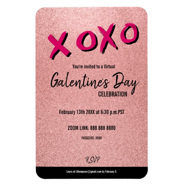 Rose Gold Glitzer Virtual Galentine Valentine Magnet (Vertikal)