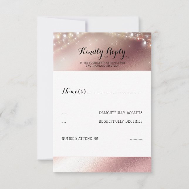 Rose Gold Glitzer Wedding RSVP Karte (Vorderseite)
