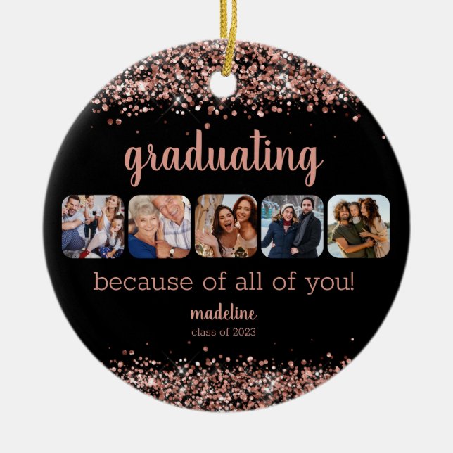 Rose Gold Glitzer wegen Ihnen 5 Foto Grad Keramik Ornament (Vorne)