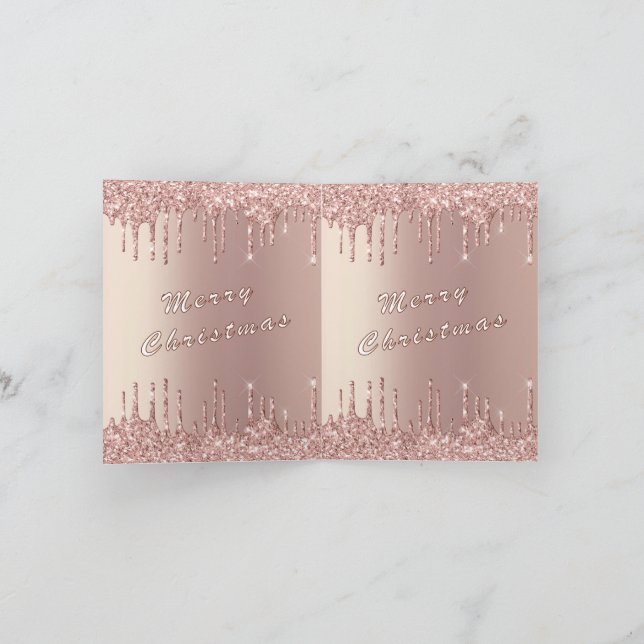 Rose Gold Glitzer Weihnachtskarte Karte (Innenseite)