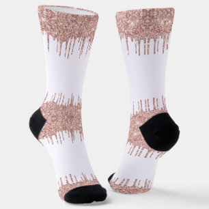 Rose Gold Glitzer Weiße Socken