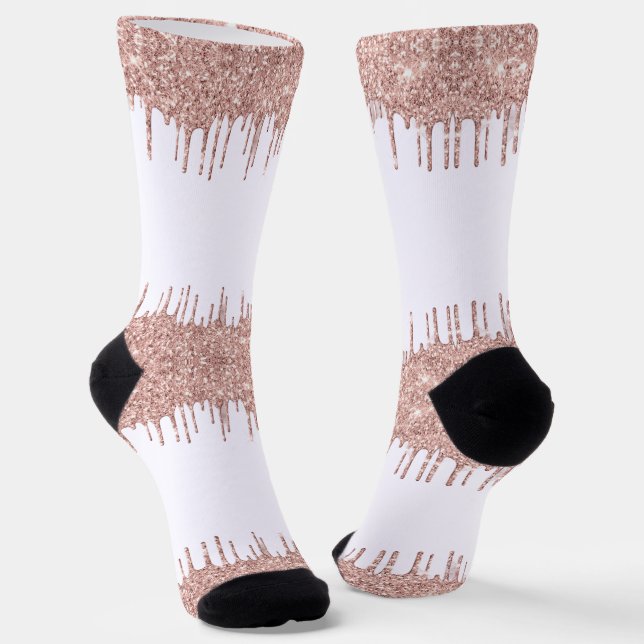 Rose Gold Glitzer Weiße Socken (Gewinkelt)