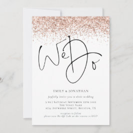 Rose Gold Glitzer Wir machen QR Hochzeit Einladung