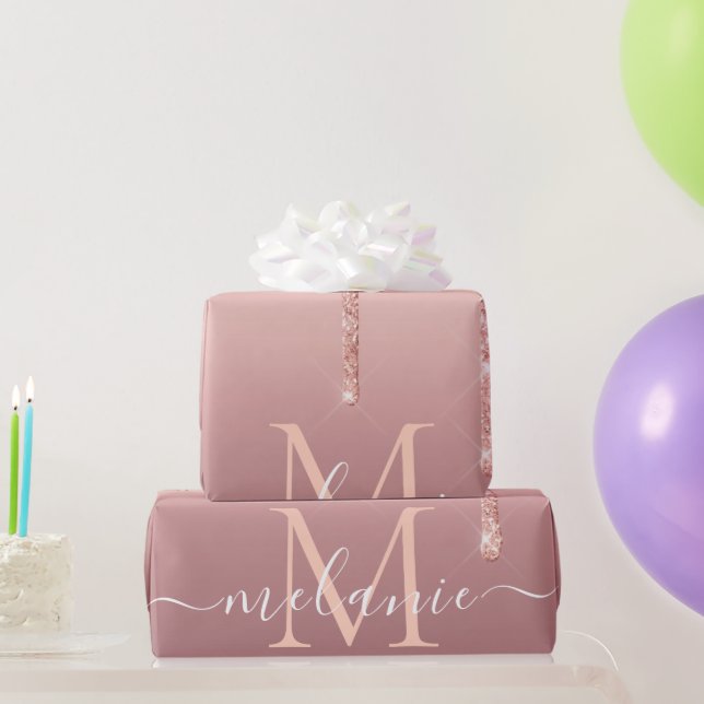 Rose Gold Glitzer Wrapper Paper Ihr Name Letter Geschenkpapier (Partygeschenke)