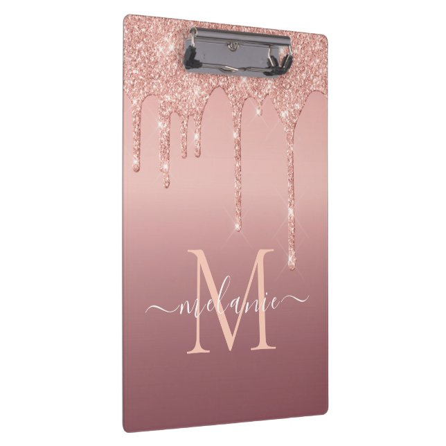 Rose Gold Glitzer Zwischenablage Individuelle Name Klemmbrett (Rechts)