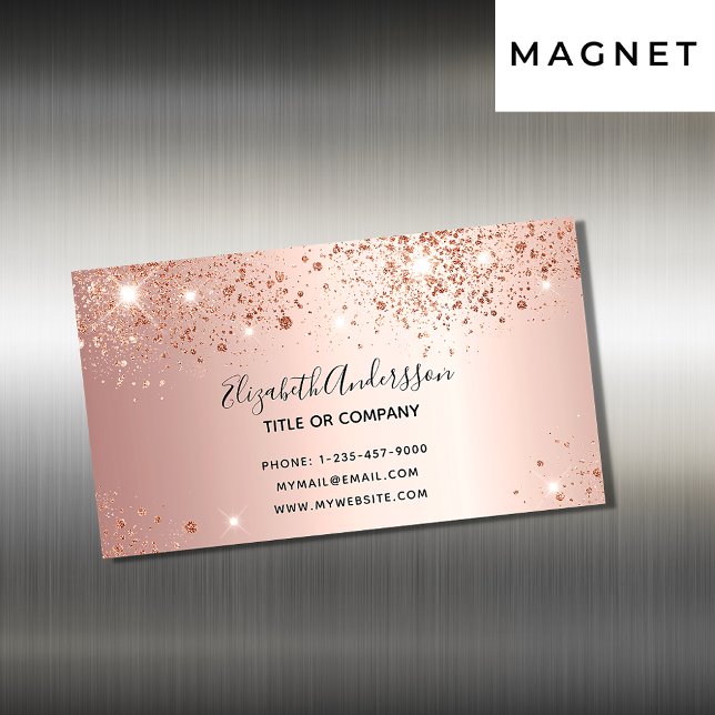Rose Gold Glitzern elegant Magnetische Visitenkarte (Von Creator hochgeladen)