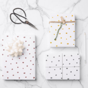 Rose Gold, Gold und Silber Foil Dot Muster Geschenkpapier Set