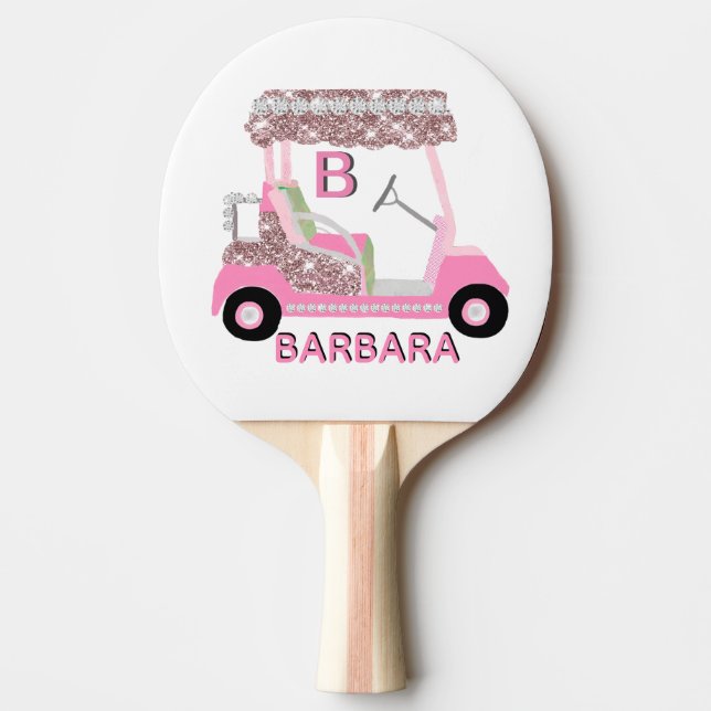 Rose Gold Golf Cart Name Tischtennis Schläger (Vorderseite)