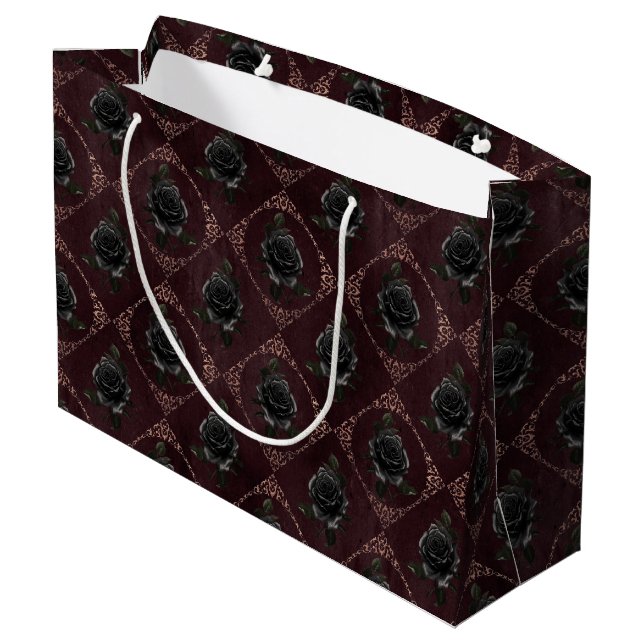 Rose Gold Gothic Halloween Große Geschenktüte (Rückseite Schrägansicht)