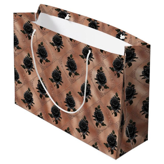 Rose Gold Gothic Halloween Große Geschenktüte (Rückseite Schrägansicht)