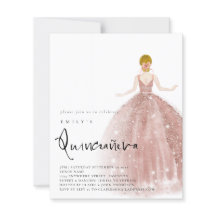 Rose Gold Gown Blonde Hair QR Quinceañera