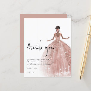 Rose Gold Gown Dunkle Haare Quinceñera Dank
