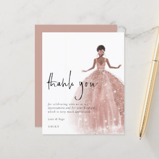 Rose Gold Gown Dunkle Haare Quinceñera Dank