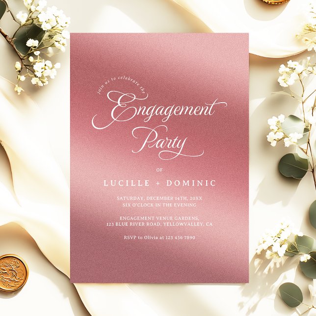 Rose Gold Gradient Modern Engagement Party Einladung (Von Creator hochgeladen)