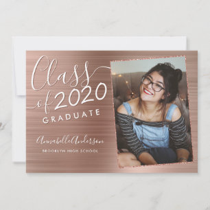 Rose Gold Graduate Metal Glitzer Foto Abschluss Ankündigung