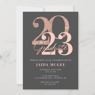 Rose Gold Graduation Faire-part Invitation