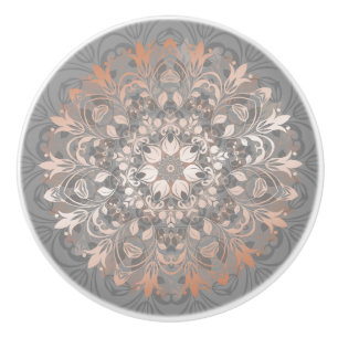 Rose Gold Graue Florale Mandala Keramikknauf