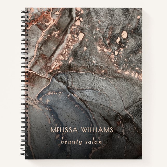 Rose Gold Graue Tinte Marmor  Notizbuch (Vorderseite)