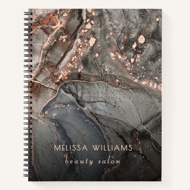 Rose Gold Graue Tinte Marmor  Notizbuch (Vorderseite)