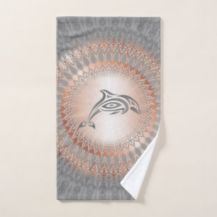Rose Gold Gray Dolphin Mandala Handtuch