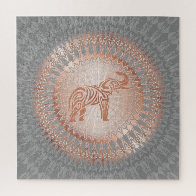 Rose Gold Gray Elephant Mandala (Vertikal)