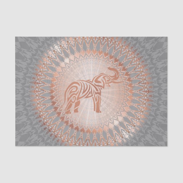Rose Gold Gray Elephant Mandala Seidenpapier (Vorderseite)