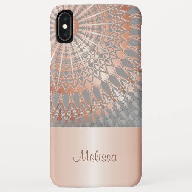 Rose Gold Gray Mandala Monogram Case-Mate iPhone Hülle (Rückseite)