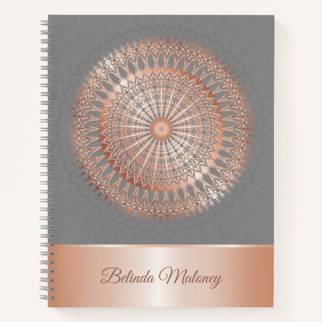 Rose Gold Gray Mandala Notizbuch (Vorderseite)
