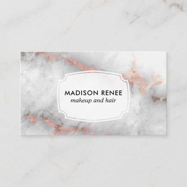 Rose Gold Gray Marble Trendy Makeup Artist Visitenkarte (Vorderseite)