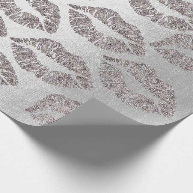 Rose Gold Gray Silver Graphite Glitzer Grungy Geschenkpapier (Ecke)