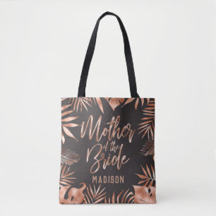Rose Gold & Gray Tropical Palm Mutter der Braut Tasche