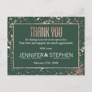 Rose Gold Green Paint Spritzer Vielen Dank Postkarte