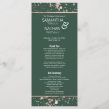 Rose Gold Green Paint Spritzers Hochzeitsprogramm