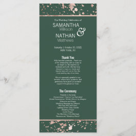 Rose Gold Green Paint Spritzers Hochzeitsprogramm Programm