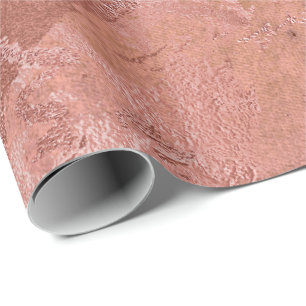 Rose Gold Grungy Marble Shiny Metallic Strokes Geschenkpapier