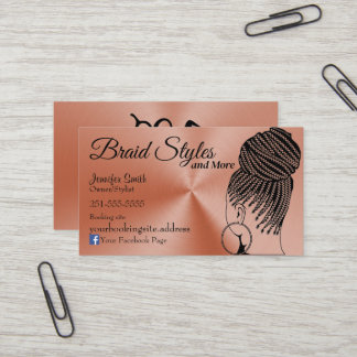 Rose Gold Hair Braiding Visitenkarte