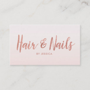 Rose Gold Hair Nails Schönheitssalon Kosmetologin Visitenkarte