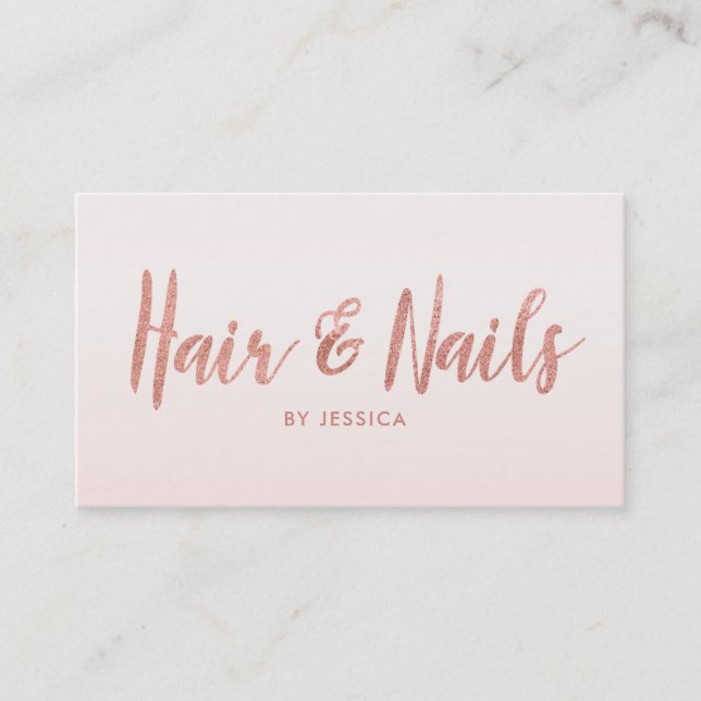 Rose Gold Hair Nails Schönheitssalon Kosmetologin Visitenkarte (Vorderseite)
