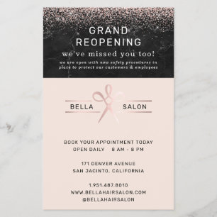 Rose Gold Hair Salon Wiedereröffnung Covid-Sicherh Flyer