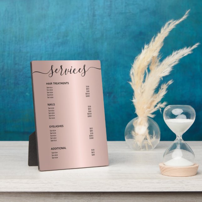 Rose Gold Hair Stylist Salon Price List Menu Fotoplatte (Seite)