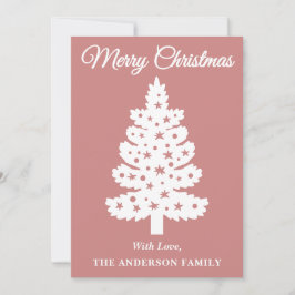 Rose Gold handgeschriebene Script Weihnachtsbaum Feiertagskarte