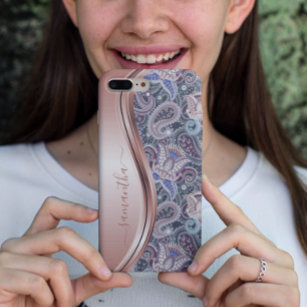 Rose Gold Handgeschriebener Name Paisley Floral Case-Mate iPhone Hülle